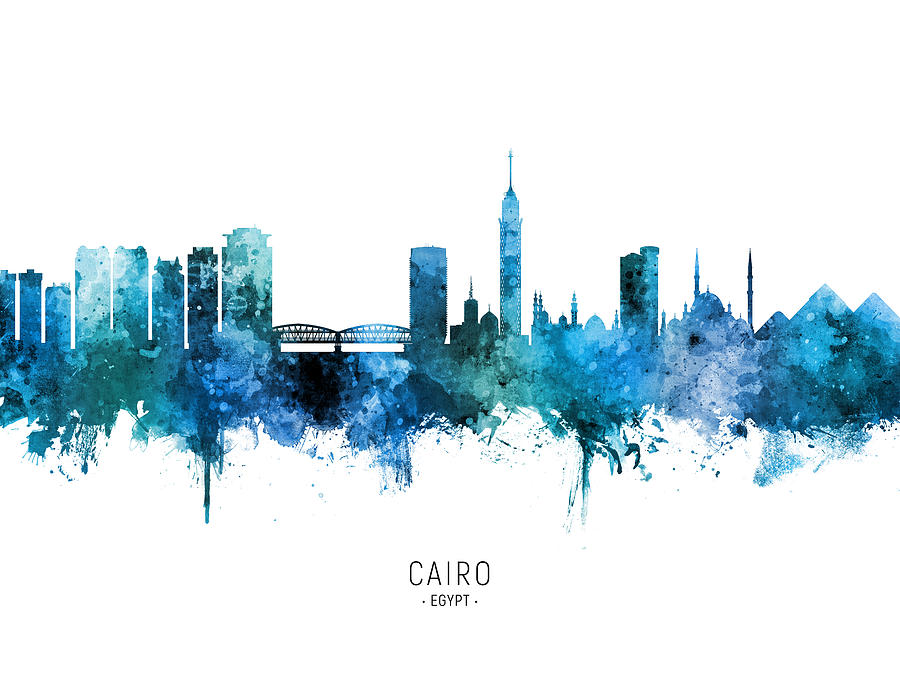 Skyline Digital Art - Cairo Egypt Skyline #34 by Michael Tompsett