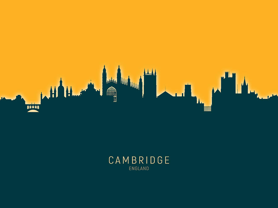 Cambridge Digital Art - Cambridge England Skyline #34 by Michael Tompsett