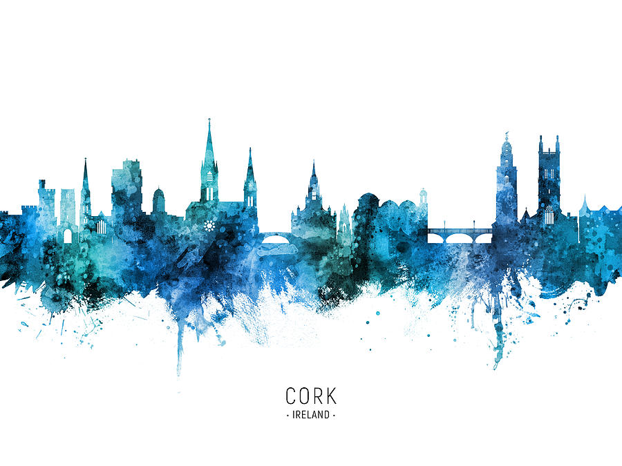 Cork Digital Art - Cork Ireland Skyline #34 by Michael Tompsett