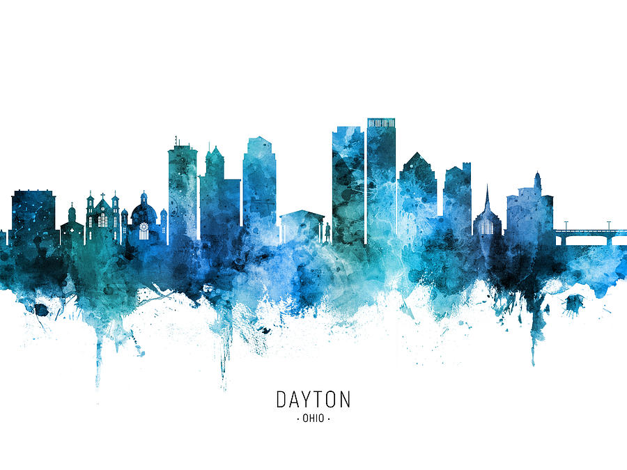 Skyline Digital Art - Dayton Ohio Skyline #34 by Michael Tompsett