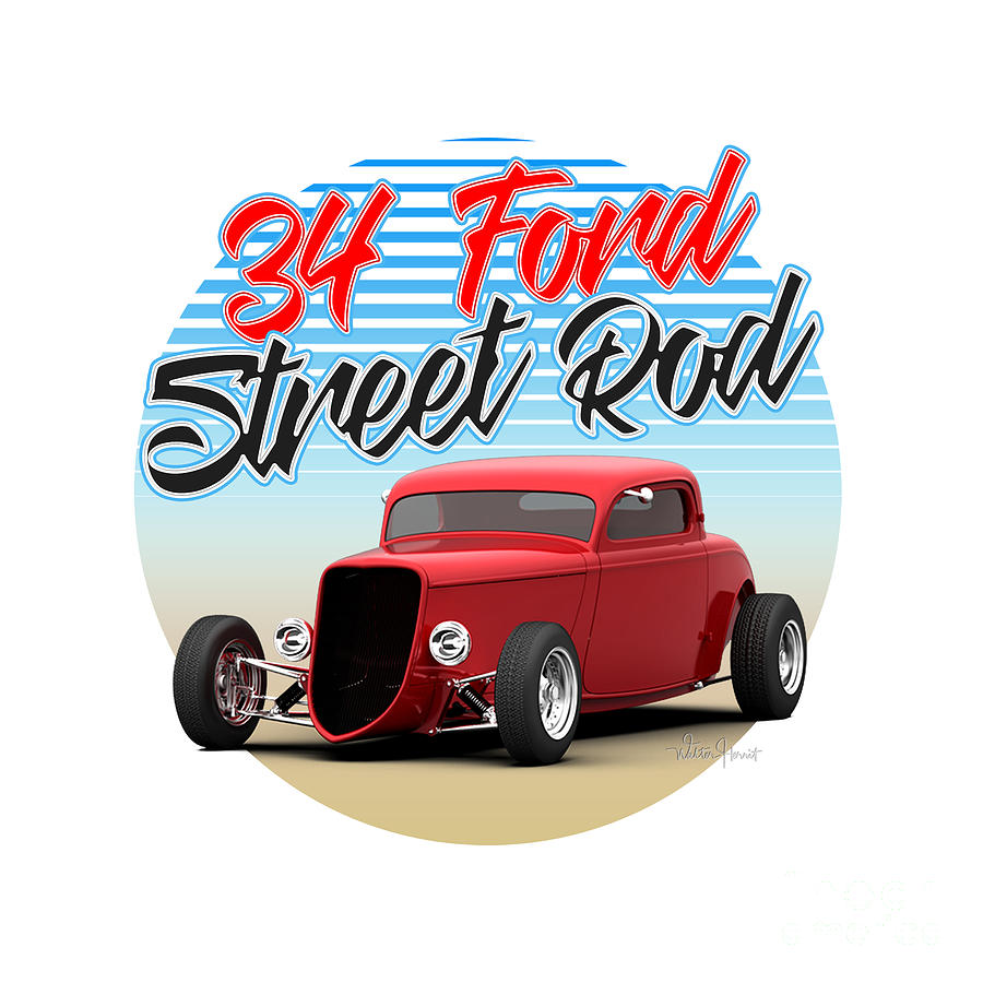 34 Ford Street Rod V2 Digital Art by Walter Herrit