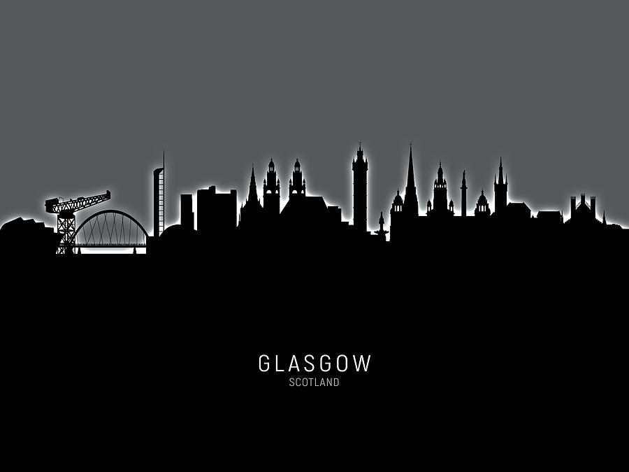 Skyline Digital Art - Glasgow Scotland Skyline #34 by Michael Tompsett