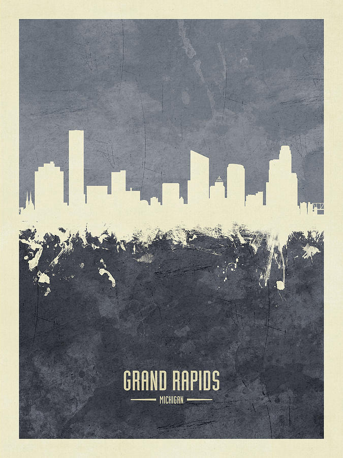 Grand Rapids Michigan Skyline #34 Digital Art by Michael Tompsett