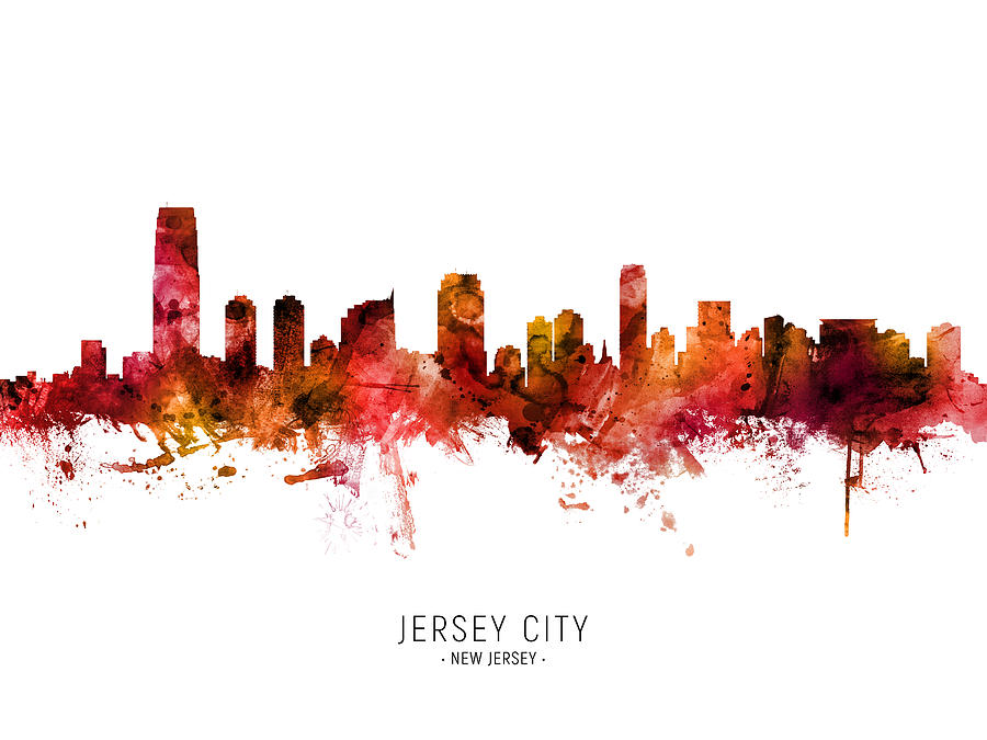 Jersey City Digital Art - Jersey City New Jersey Skyline #34 by Michael Tompsett