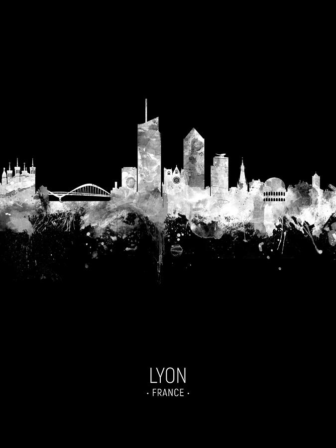 Skyline Digital Art - Lyon France Skyline #34 by Michael Tompsett