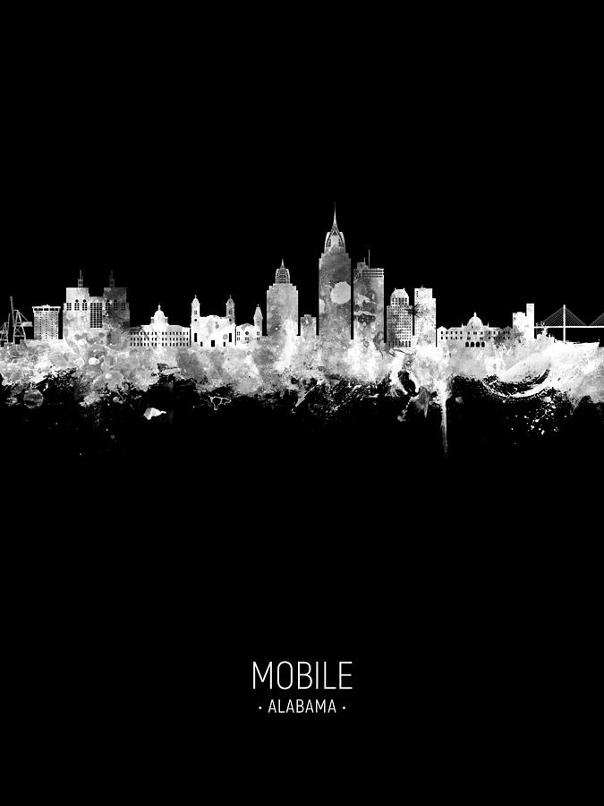 Mobile Skyline Digital Art - Mobile Alabama Skyline #34 by Michael Tompsett
