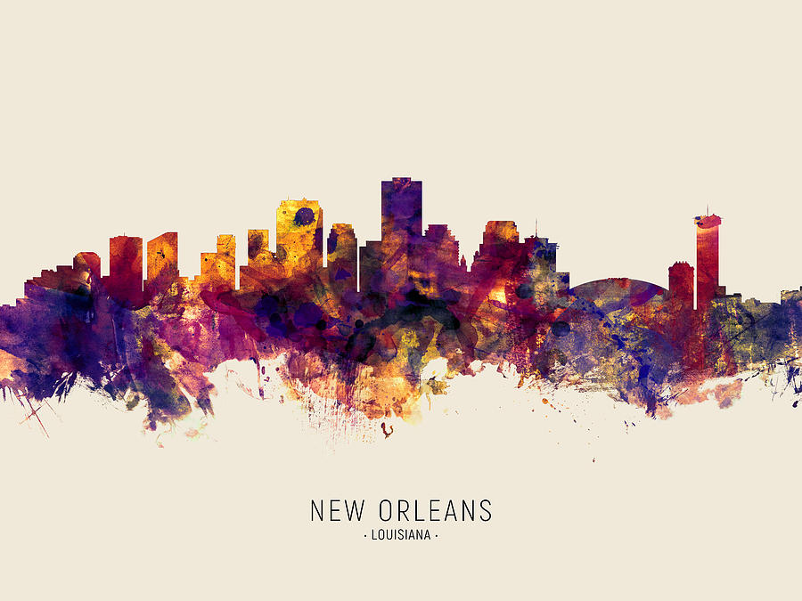 New Orleans Digital Art - New Orleans Louisiana Skyline #34 by Michael Tompsett