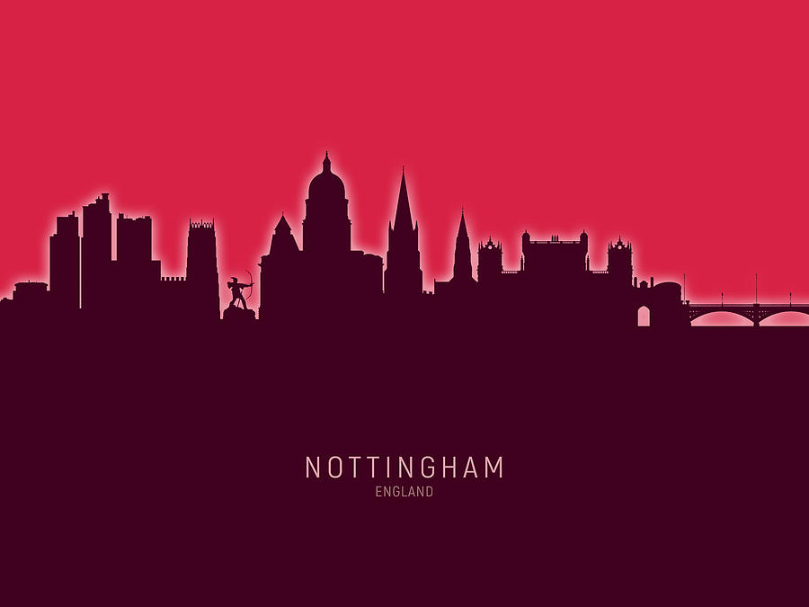 Nottingham England Skyline #34 Digital Art by Michael Tompsett