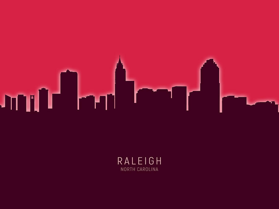 Raleigh North Carolina Skyline #34 Digital Art by Michael Tompsett