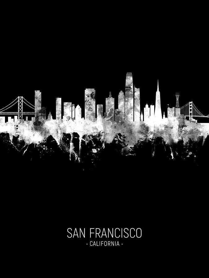 San Francisco Digital Art - San Francisco California Skyline #34 by Michael Tompsett