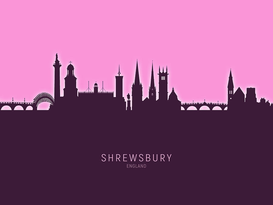 Shrewsbury England Skyline #34 Digital Art by Michael Tompsett