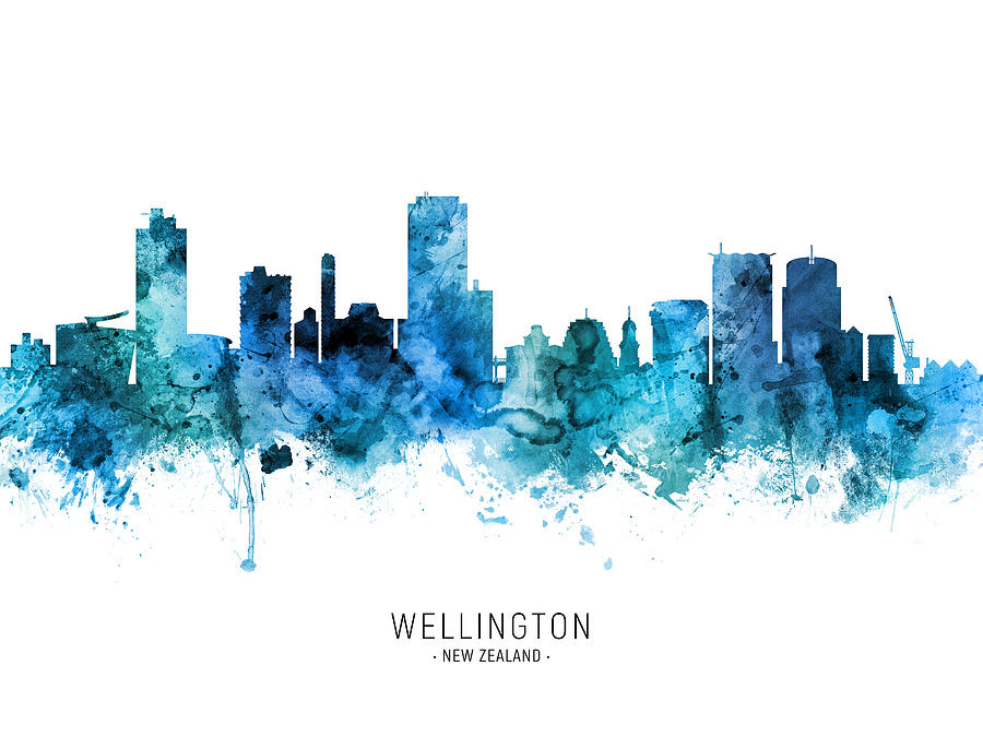 Skyline Digital Art - Wellington New Zealand Skyline #34 by Michael Tompsett