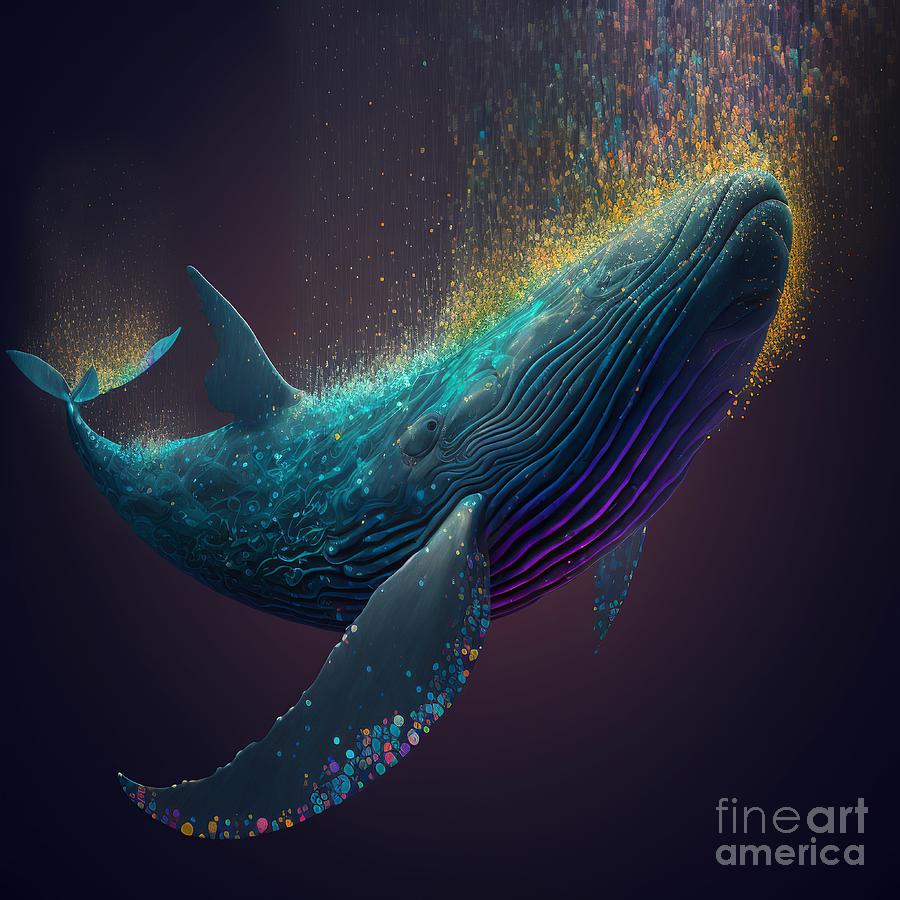 Whales Particle Colorful Deep Digital Art by Somsong Artist - Fine Art ...