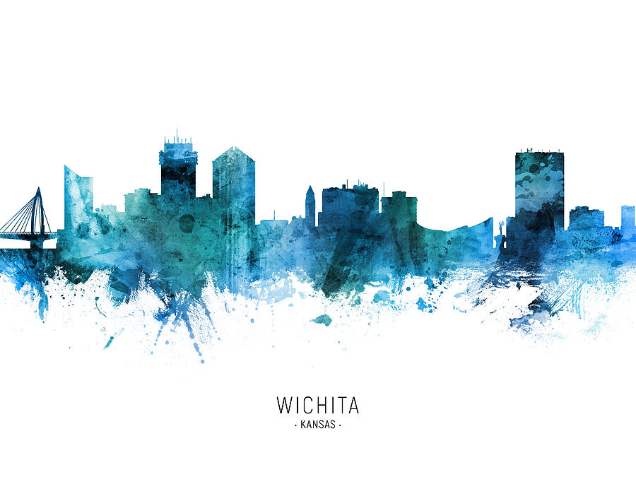 Wichita Digital Art - Wichita Kansas Skyline #34 by Michael Tompsett