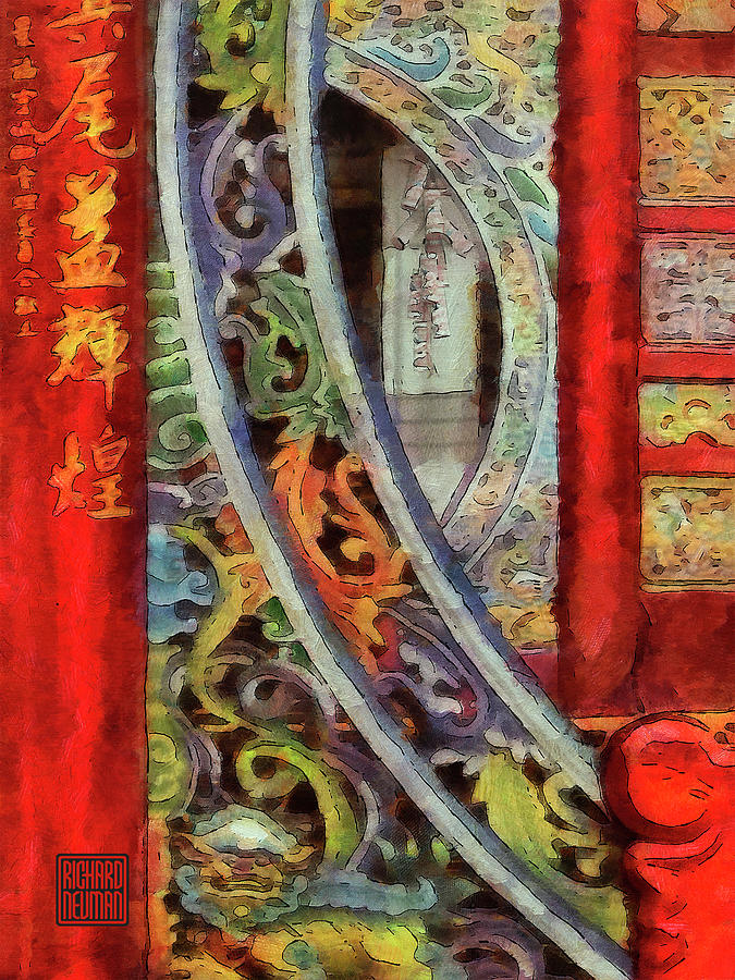Architecture Mixed Media - 341 Colorful Gates, Jingfu Temple, Taoyuan, Taiwan by Richard Neuman Architectural Gifts