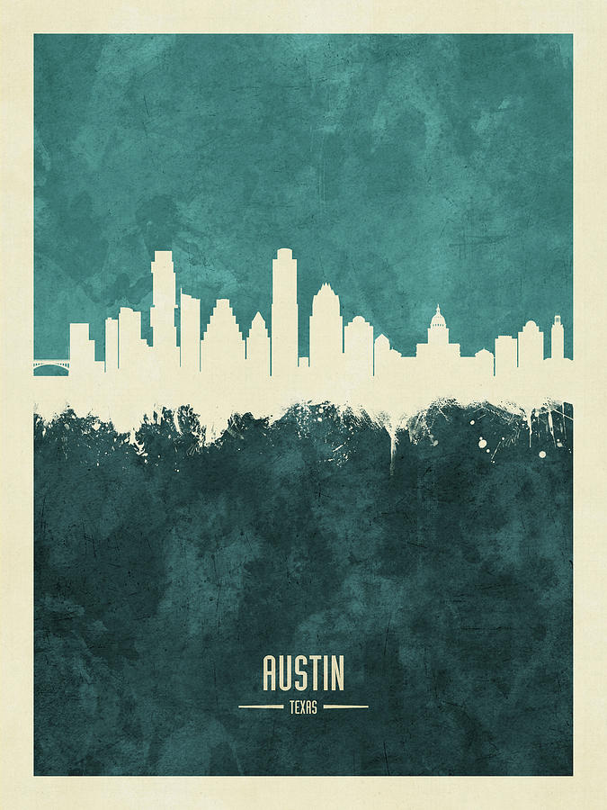 Austin Texas Skyline #35 Digital Art by Michael Tompsett
