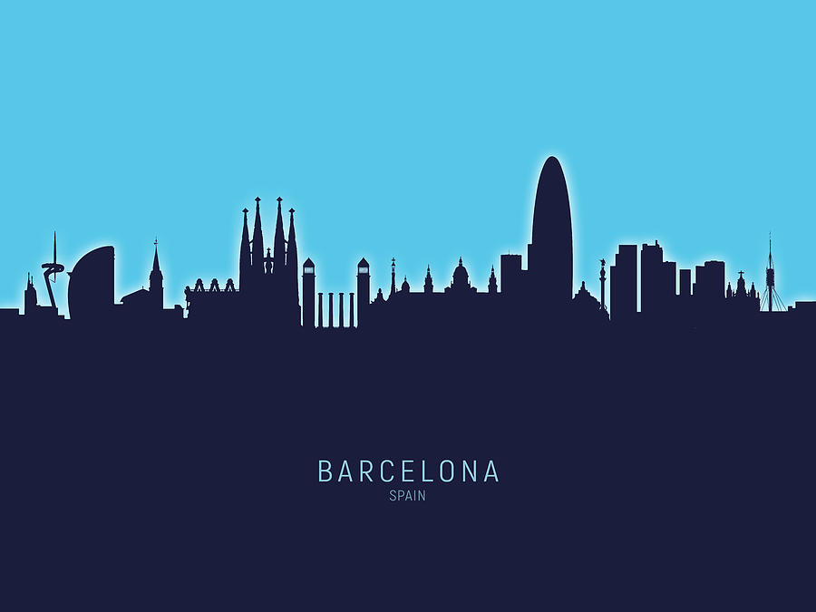 Barcelona Spain Skyline #35 Digital Art by Michael Tompsett