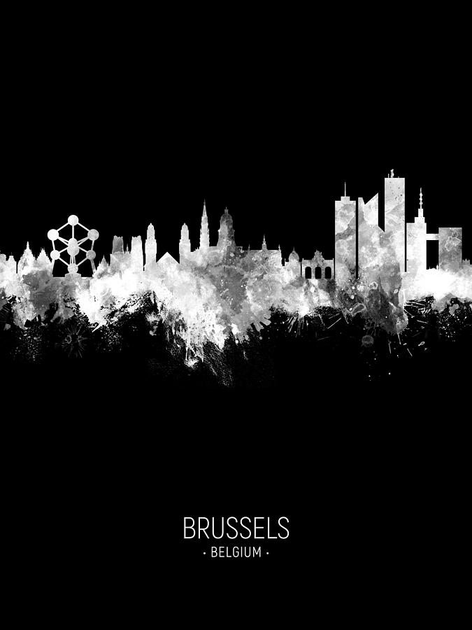 Skyline Digital Art - Brussels Belgium Skyline #35 by Michael Tompsett