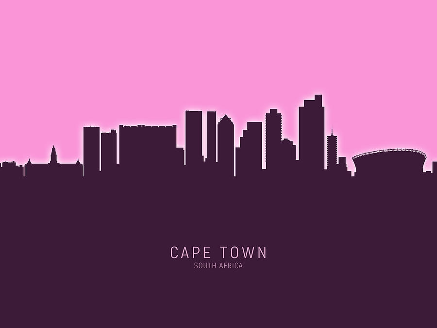 Skyline Digital Art - Cape Town South Africa Skyline #35 by Michael Tompsett