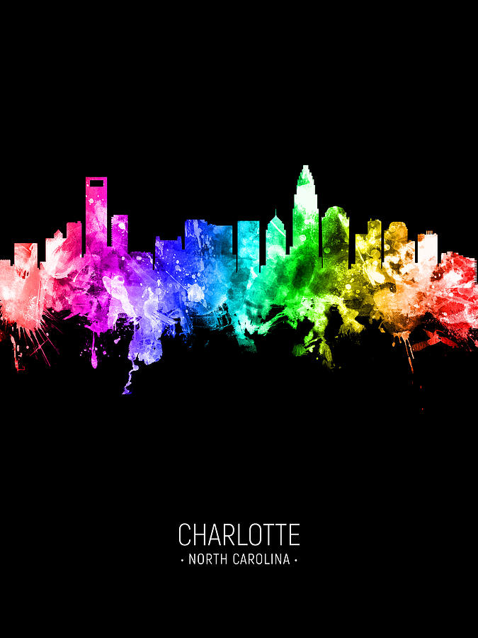 Charlotte North Carolina Skyline #35 Digital Art by Michael Tompsett