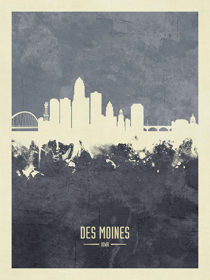 Des Moines Iowa Skyline #35 Digital Art by Michael Tompsett