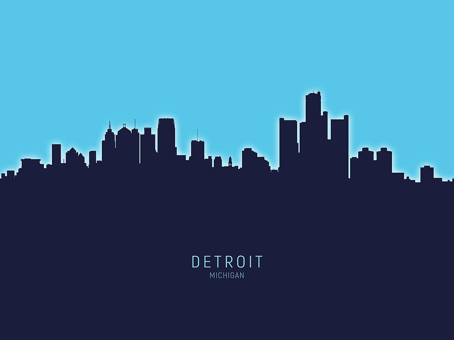 Detroit Michigan Skyline #35 Digital Art by Michael Tompsett