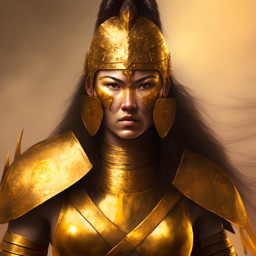 Female Warrior Generative Ai Illustration Digital Art By Miroslav Nemecek Pixels