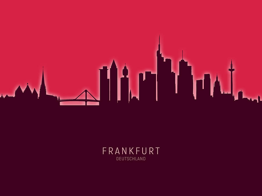 Skyline Digital Art - Frankfurt Germany Skyline #35 by Michael Tompsett