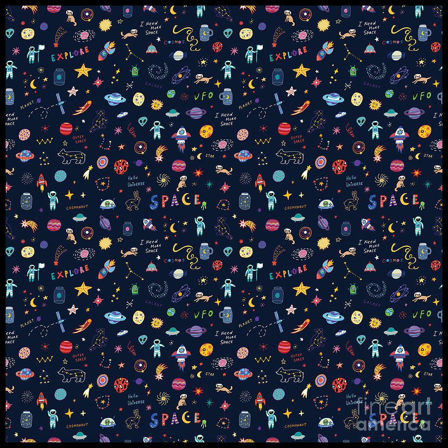 Planet Digital Art - Galaxy Space Pattern Astronaut Planets Rockets #35 by Mister Tee