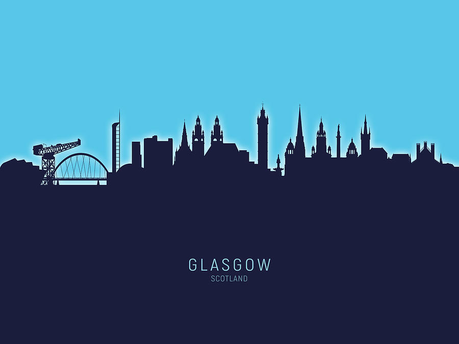 Skyline Digital Art - Glasgow Scotland Skyline #35 by Michael Tompsett