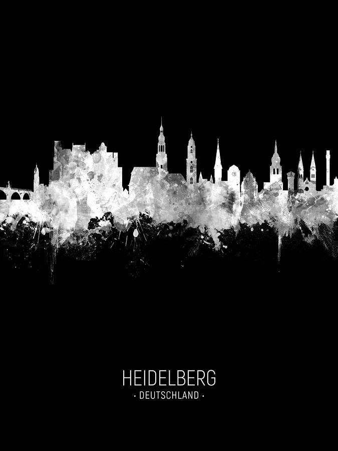 Skyline Digital Art - Heidelberg Germany Skyline #35 by Michael Tompsett