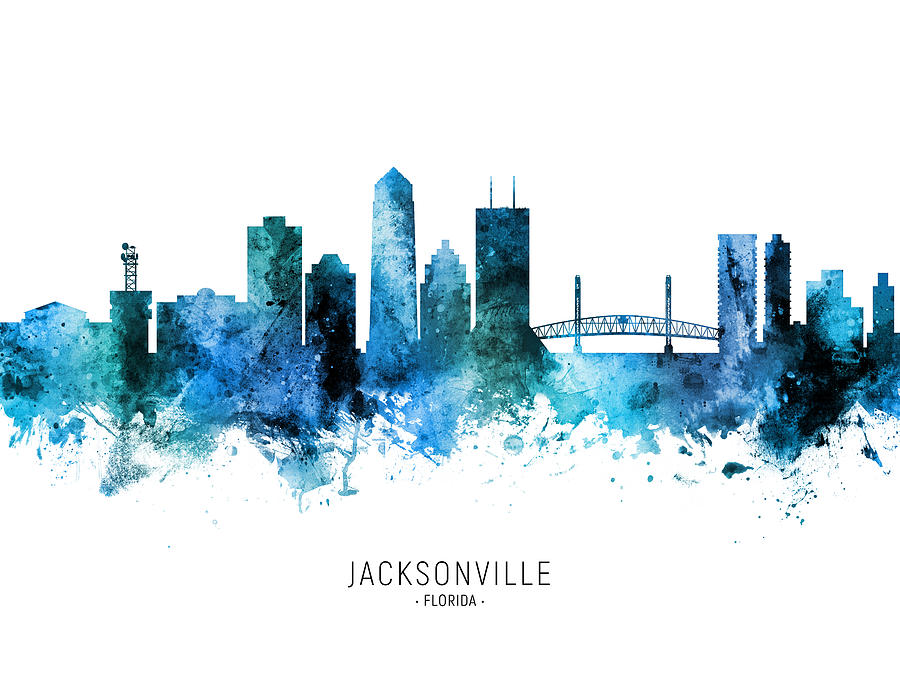 Jacksonville Digital Art - Jacksonville Florida Skyline #35 by Michael Tompsett