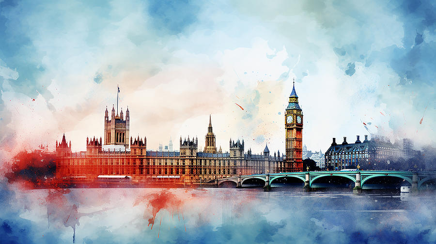 London Skyline Watercolour #36 Mixed Media