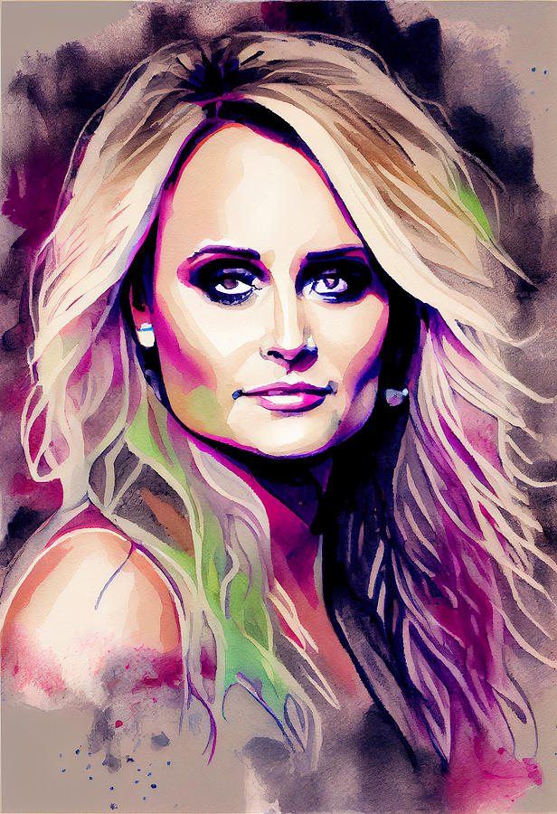 Miranda Lambert Watercolour Mixed Media by Tim Hill - Fine Art America