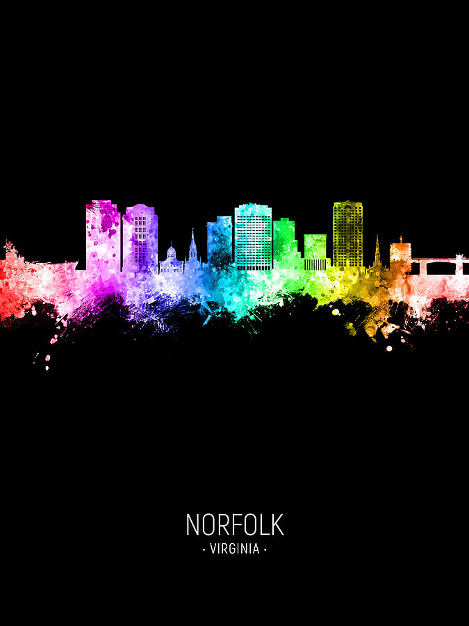 Norfolk Virginia Skyline #10 Digital Art by Michael Tompsett
