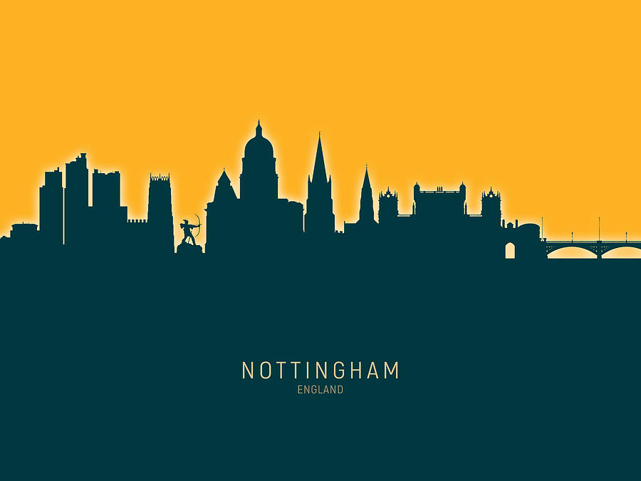 Nottingham England Skyline #35 Digital Art by Michael Tompsett