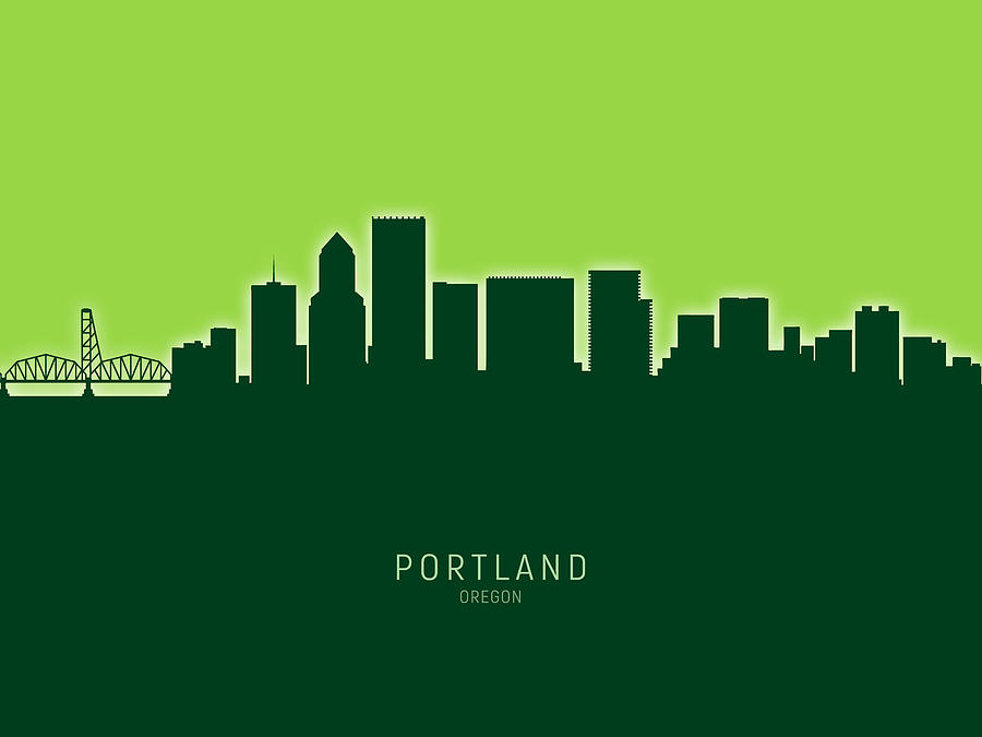 Portland Oregon Skyline #35 Digital Art by Michael Tompsett