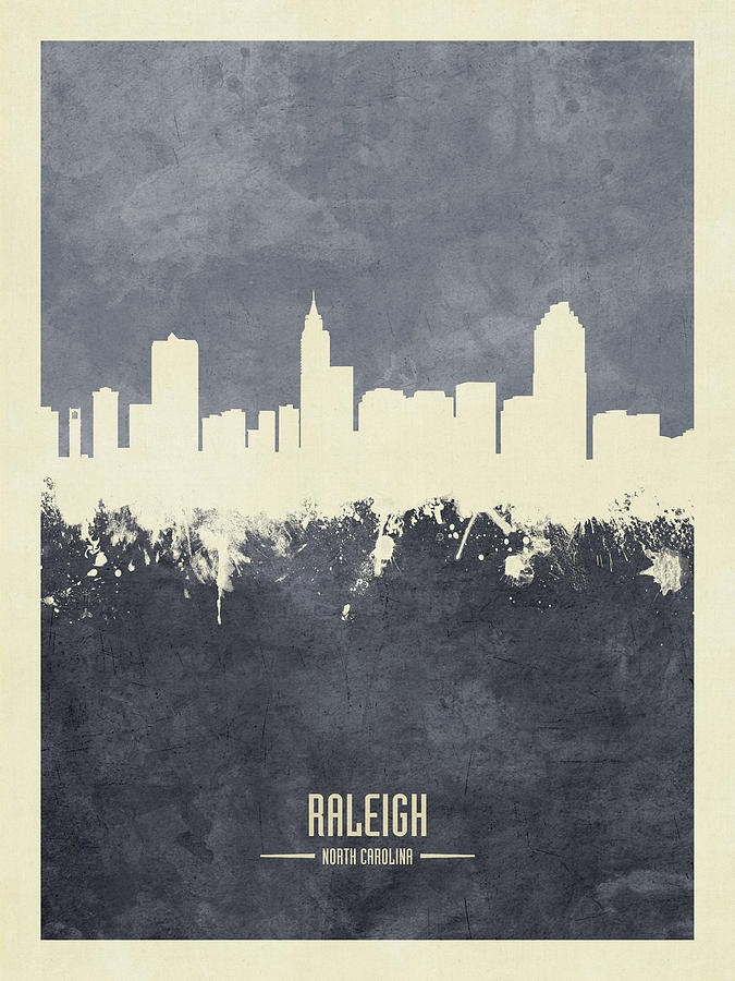 Raleigh Digital Art - Raleigh North Carolina Skyline #35 by Michael Tompsett
