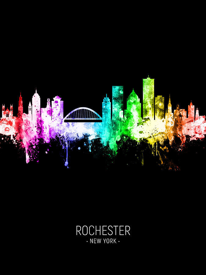 Rochester Skyline Digital Art - Rochester New York Skyline #35 by Michael Tompsett