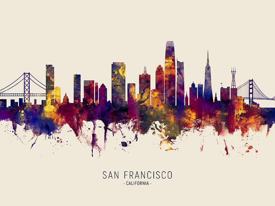 San Francisco California Skyline #35 Digital Art by Michael Tompsett