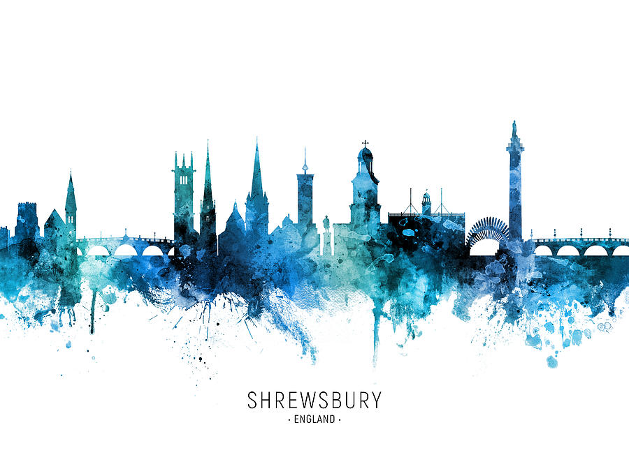 Shrewsbury England Skyline #35 Digital Art by Michael Tompsett