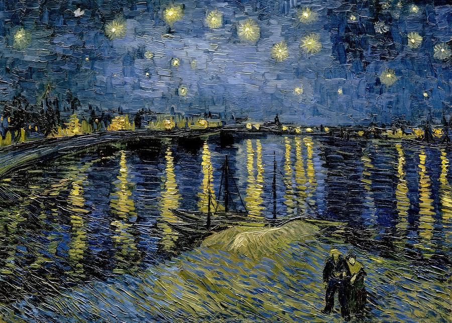 Vincent Van Gogh Painting - Starry Night Over the Rhone by Vincent Van Gogh  by Mango Art
