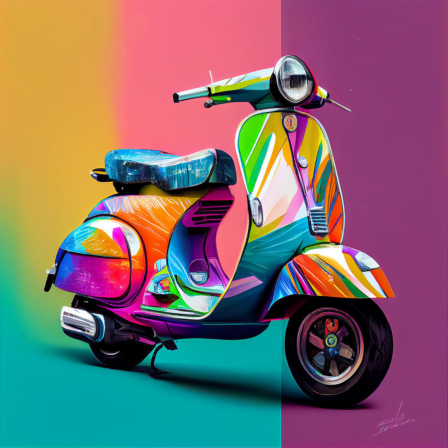 Vespa Scooter Art Mixed Media by Stephen Smith Galleries - Pixels