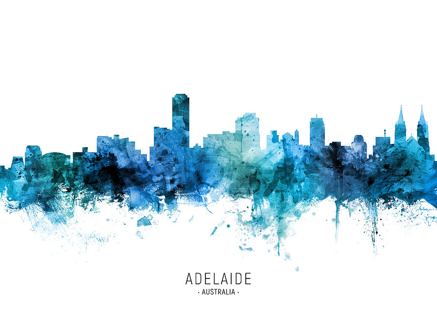 Skyline Digital Art - Adelaide Australia Skyline #36 by Michael Tompsett