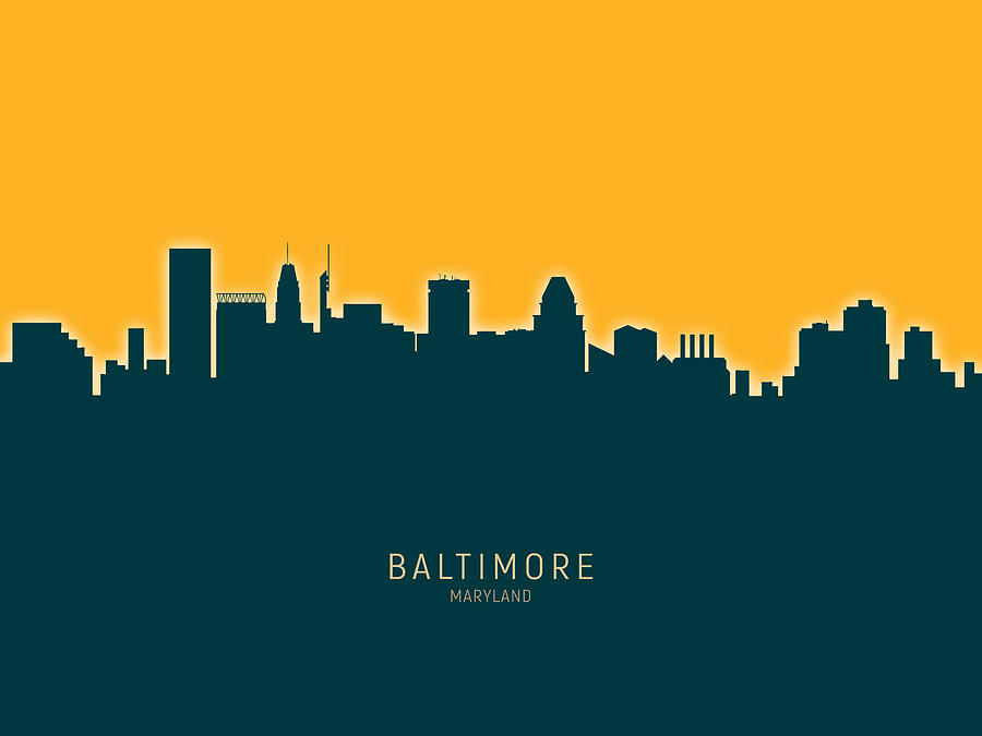 Baltimore Maryland Skyline Digital Art by Michael Tompsett