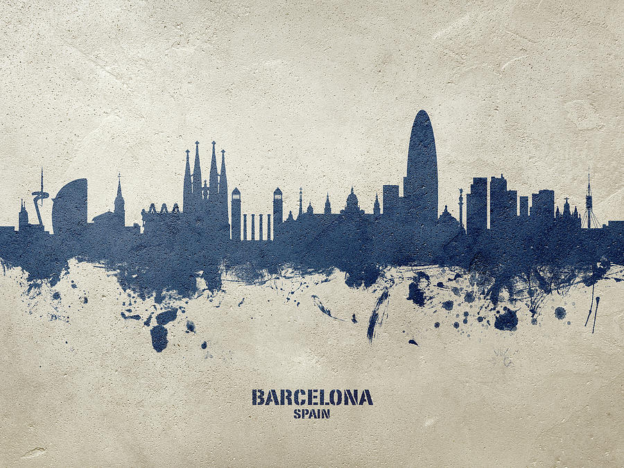 Barcelona Spain Skyline #36 Digital Art by Michael Tompsett