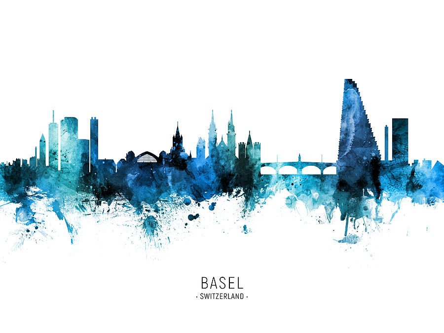 Basel Switzerland Skyline #36 Digital Art by Michael Tompsett