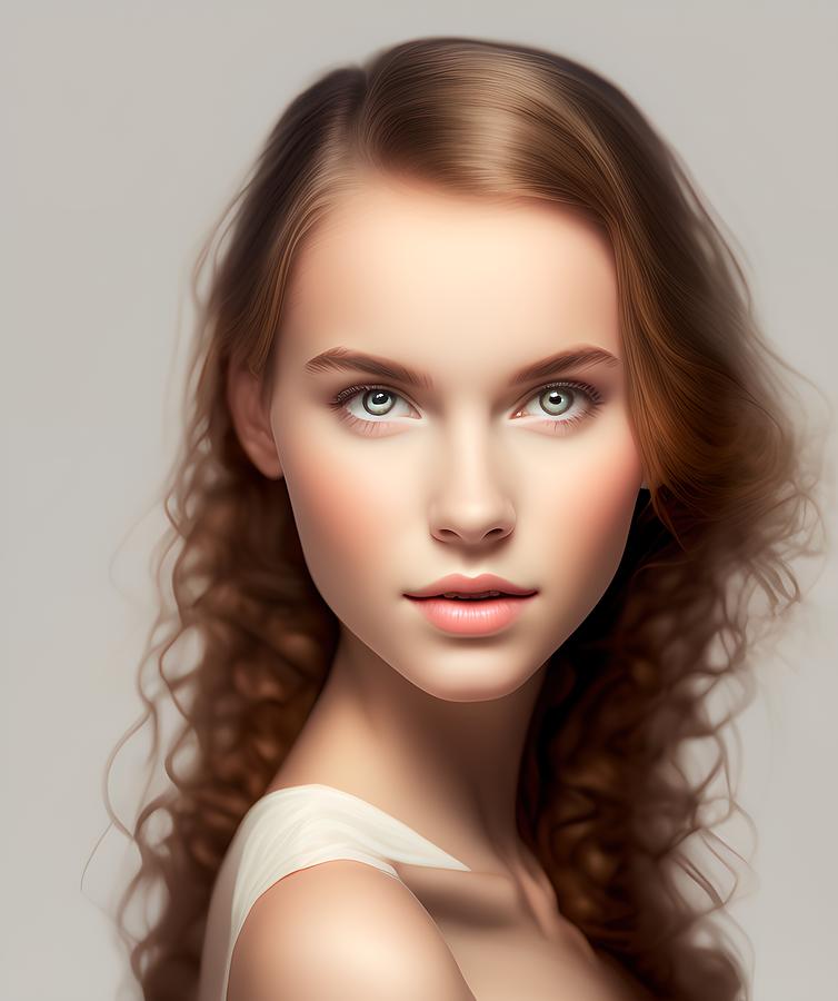 Beautiful Young Lady, Generative Ai Illustration Digital Art By 