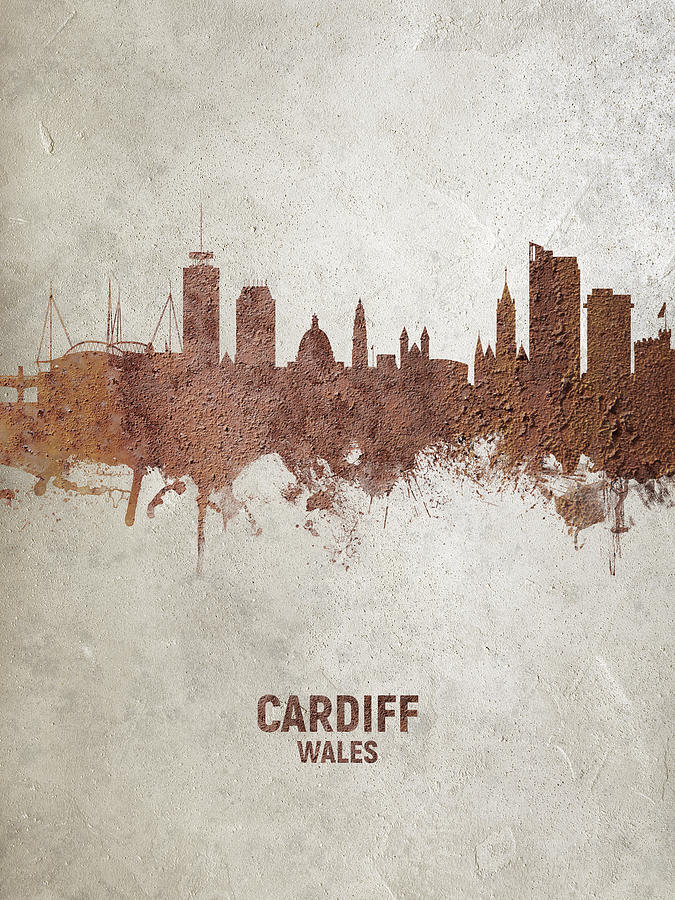 Skyline Digital Art - Cardiff Wales Skyline #36 by Michael Tompsett