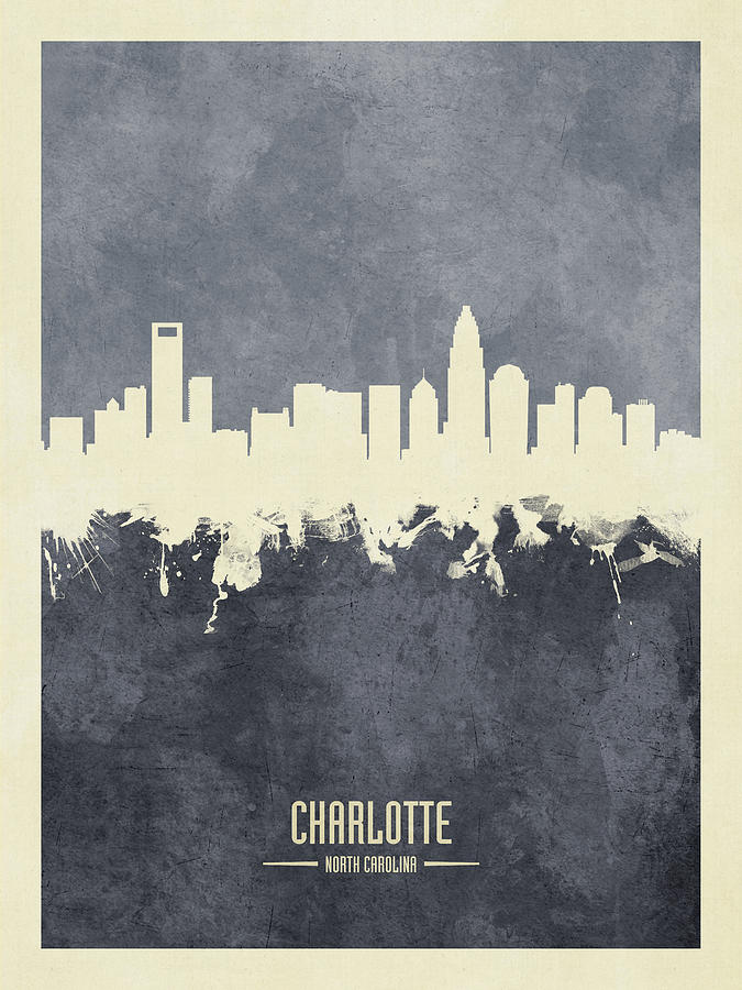 Charlotte North Carolina Skyline #36 Digital Art by Michael Tompsett